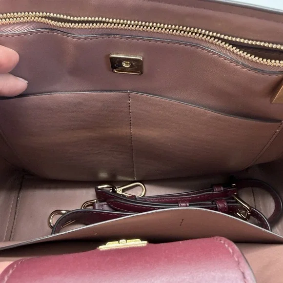 Michael Kors Large Benning Satchel Burgundy Excellent - Picture 7 of 10